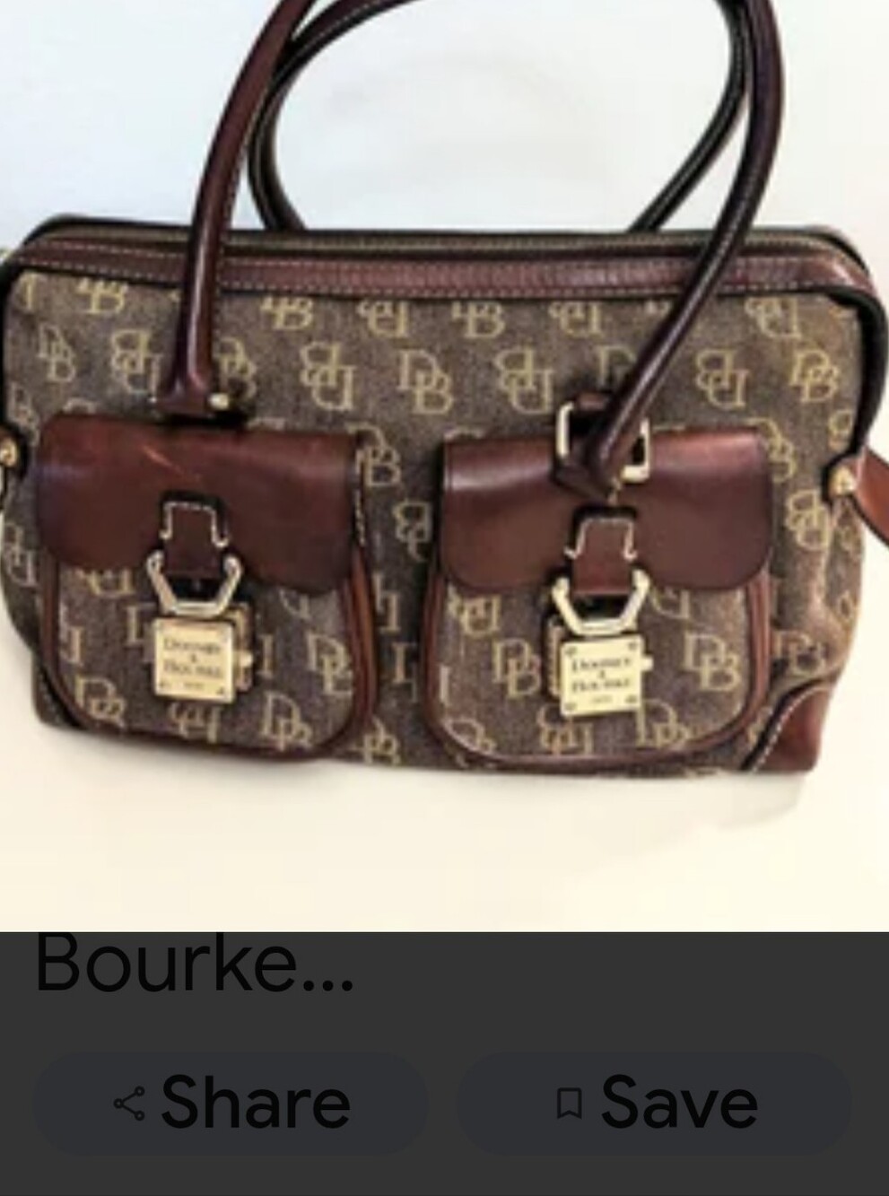 Dooney & Bourke Monogram Canvas Shoulder Bag with Black Leather Trim Woman's